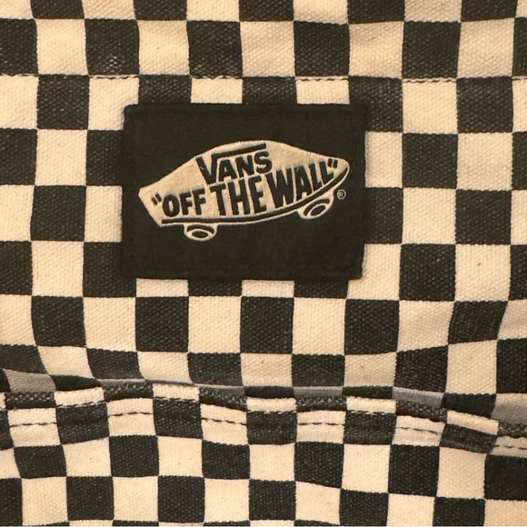 Vans Off The Wall Checkered Zip Tote Bag - Black and White Double Handles Skater - Picture 3 of 11